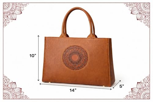 Image of Women's Leather Tote Bag | Structured for Office, Casual, Party & Formal Use | Stylish Shoulder Carry Tote (Black)