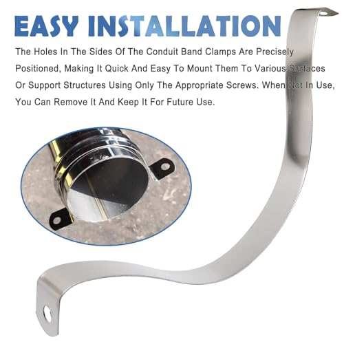 Image of NGe 6Inch Rigid Pipe Strap Clamp U Bracket Tube Strap Tension Clips Two Holes Tube Straps Stainless Steel Silver,for Pipe Fixing(3Pcs)