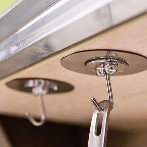 Image of Multi-Functional Self Adhesive Bathroom Towel Hooks Sticking Adhesive Hanger Round Strong Stainless Steel Hook for Decorative Room and Kitchen, Wall Hook (10)