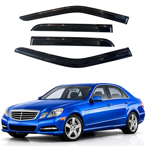 Image of IG Window Visors Fit for 2010-2016 Mercedes-Benz E-Class Sedan, Out-Channel Rain Guards Vent Wind Deflectors 4PC, Car Accessories for 10-16 Mercedes Benz E350 E550 E63 (Sedan Only)