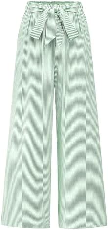 BTFBM Palazzo Pants for Women 2025 Fall Striped Flowy Tie Knot Wide Leg High Waist Dressy Casual Work Pants Trousers