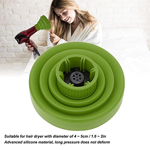 Qirg Hair Dryer Diffuser Attachment, Professional Collapsible Silicone Expand Universal Hair Diffuser Lightweight Foldable Portable Travel Long Lasting Blow Dryer Nozzle For Natural Curly Hair(Green) #TOP2