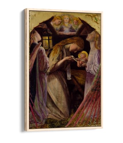 Toile The Nativity Arthur Hughes cadre chêne clair authentique 50,8x76,2 cm