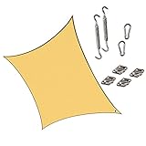 Cool Area Square 11 Feet 5 Inches Sun Shade Sail with Stainless Steel Hardware Kit, UV Block Fabric Patio Shade Sail in Color Sand