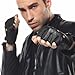 ELMA Men's Deerskin Leather Fingerless Half Finger Driving Unlined Gloves (L, Black)