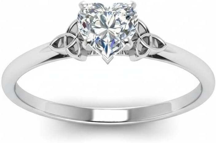 Choose Your Gemstone Celtic Solitaire Ring 925 Sterling Silver Heart Shape Solitaire Engagement Ring 925s : US Size 4 to 12