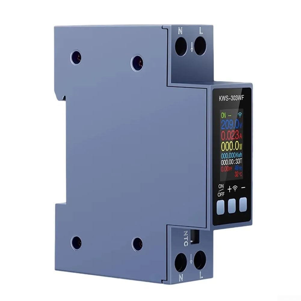 KWS-303WF WLAN DIN Hutschienen Stromzähler 40A, Multifunktionaler Spannungs- Und Strommesser Mit HD Farbdisplay, Fernsteuerung Per App, Energieverbrauchsanzeige, Überlastschutz