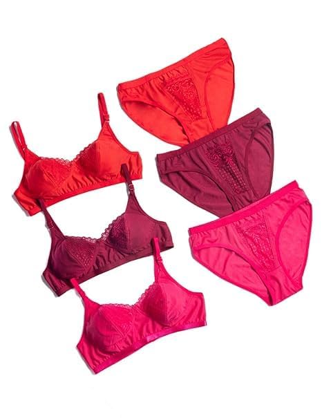 Premium Women's Lace Bra & Panty Set- Pack of 3-picture-32