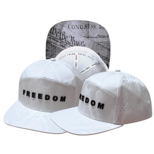 The Heartbeat Brand Freedom Hat|Laser Mesh USA Hat for Men & Women |Flat Bill Unisex Baseball Cap|Breathable Water-Resistant Snapback |Undervisor Design |White Camo