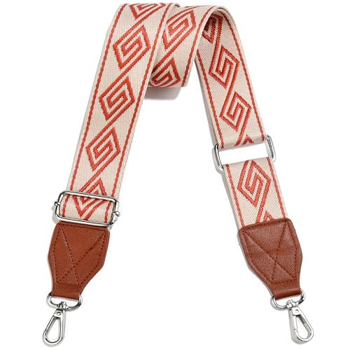 Image of Purse Strap,1.5 inch Leather End Shoulder Strap Adjustable Replacement,Retro Multi-Pattern Crossbody Bag Straps