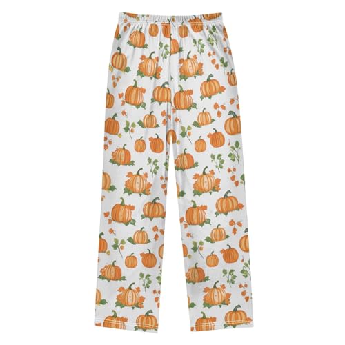 Orange Pumpkin Harvest Boys Pants for Kids Jogger Pants with Pockets S2