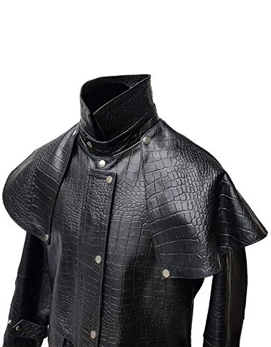 Mens Black Aligator Crocodile Leather DUSTER RIDING HUNTING STEAMPUNK TRENCH MATRIX COAT3