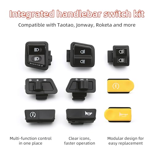 Image of Minho 9Pcs GY6 Scooter Handlebar Control Switch Kit, 50cc 150cc Moped Switch, for Taotao Jonway Roketa