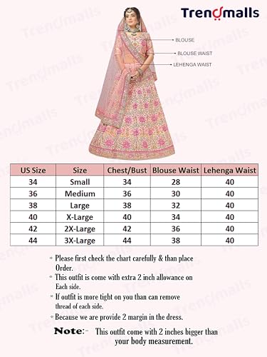 TRENDMALLS Women's Silk Heavy Embroidery work Bridal Lehenga Choli with Dupatta Ready To Wear