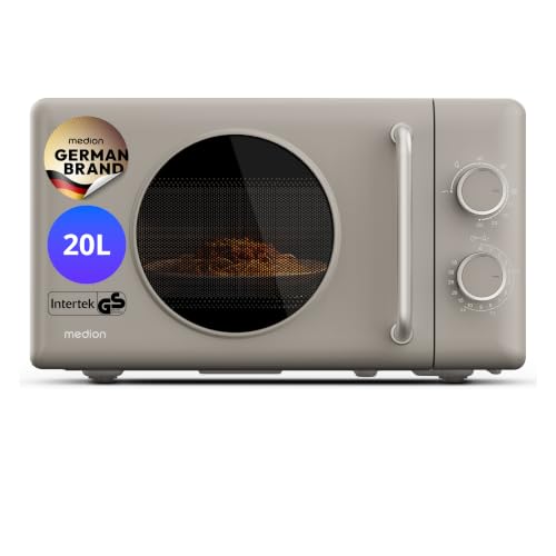MEDION Microondas retro con grill - 20 L - arena beige