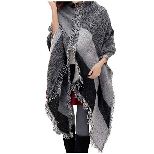 Yue668 Foulard Châle Biseauté Pour Femme, Écharpe De Gland De Couleur Contrastante Pour Femmes, écharpe Polyvalente Pour Châle Rétro Pour Femme Cover