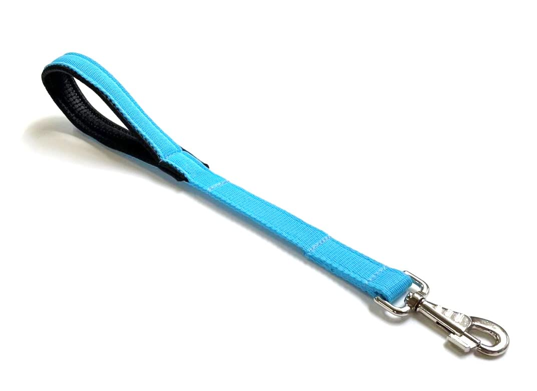 20" Padded Handle Dog Lead Short Close Control Traffic Training Leash Quick Grab Handle 25mm Webbing (Sky Blue)