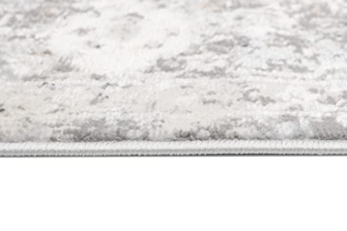 TAPISO Valley Teppich Kurzflor Vintage Creme Weiß Grau Dunkelgrau Rahmen Design Used Effekt Meliert Verwischt Wohnzimmer Schlafzimmer ÖKO-TEX 160 x 220 cm