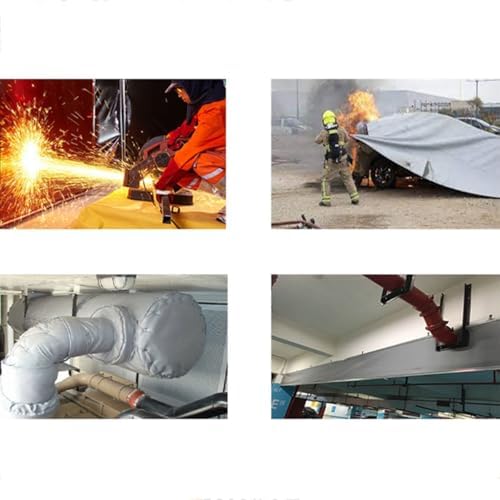 High Heat Welding Blanket, Fireproof Sile Coated Fabric for Wood Stove & Fireplace Spark Guard, Durable Fire Resistant Cloth, 1.2m x 0.9mm, Welding Blanket Replacement