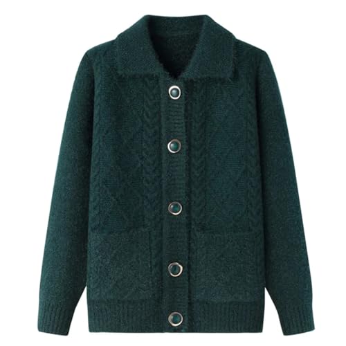 Korean Middle-Aged Elderly Mother Autumn Winter Coats Grandma's Thicken Knitted Sweaters Women Cardigan Tops3