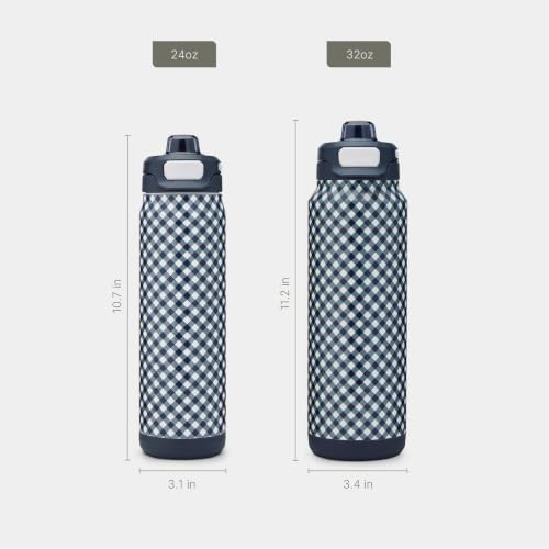 Image of ZULU Powerfill Pro 24oz Stainless Steel Water Bottle - Checkmate Navy