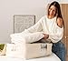Soft Canvas Storage Bags with Zipper. Thick Breathable, 2pc King/Queen Comforter Organizer. Four Carrying Handles and Window. Large 25x19x9in Bag for Sheets Blankets Bedding Pillows, Clothes