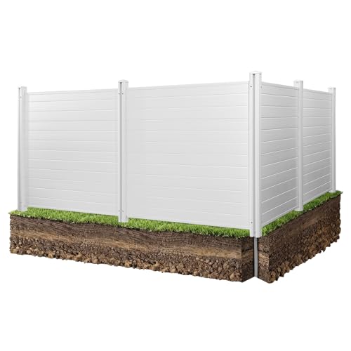 VEVOR Panel de Protección Exterior 127x127 cm Kit de Valla de Jardín Horizontal 4 Paneles de Privacidad con Estacas de Metal, Accesorios para Suelos Blandos, Aire Acondicionado Oculto, Botes de Basura