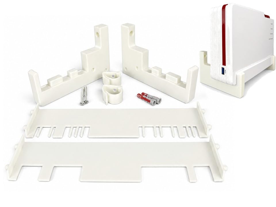 Fritz!Box Wandhalterung für Fritz!Box 5690 Pro inkl. Blende & Kabelclips Router Halter mit Kabelmanagement Made in Germany