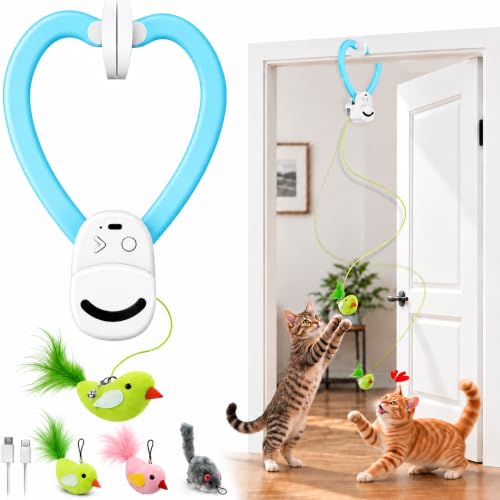 Interactive Cat Toys for Indoor Cats, -On Automatic Flying Bird DROPS TO (blue only) - image 1