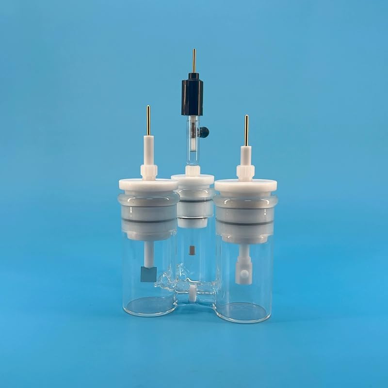 1 Stück Dreihals-H-Typ-Elektrolysezelle mit Glasfrittentrennung for genaue elektrochemische Experimente(30ml-30ml-20ml)