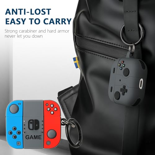 Image of [2Pack] Gedicht for Apple Airpods 4th Generation Case Cover(2024), Cute Cartoon Game Consoles Controller Soft Silicone Protective Cases for Airpods 4 Case with Keychain for Women Men,Blue+Black B