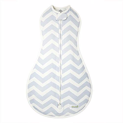 Woombie Original Nursery Swaddling Blanket - For Babies up to 3 Months (Dreamy Blue Chevron, 5-13 lbs)