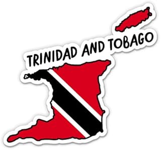 Squiddy Trinidad and Tobago Map with Flag - Vinyl Sticker Decal for Phone, Laptop, Water Bottle - 3"