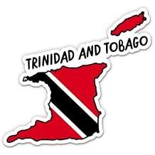 Trinidad and Tobago Map with Flag Vinyl Sticker Decal, 3 inch | Travel Souvenir for Water Bottle, Car, Laptop, Phone, Luggage