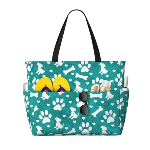 Grand sac de plage motif chiot bleu pour vos sorties d'été en famille