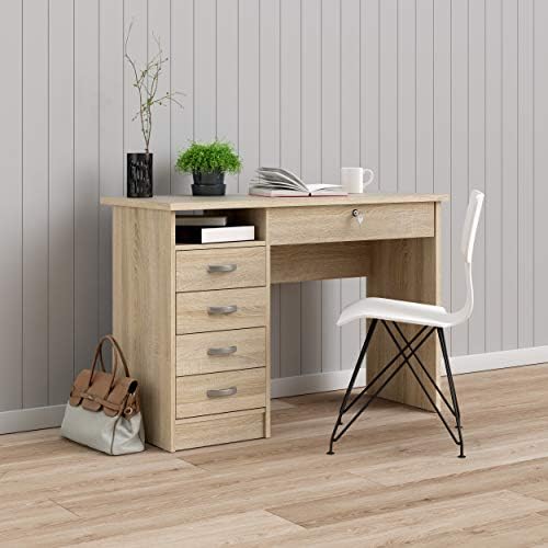 Tvilum, Oak Structure Walden Desk with 5 Drawers
