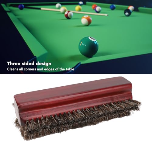 Pool Table Brush, Horse Hair Brush with Wood Handle, 3 Sided Billiard Table Brush for Pool Table Cleaning, Pool Table Accessories, Burgundy