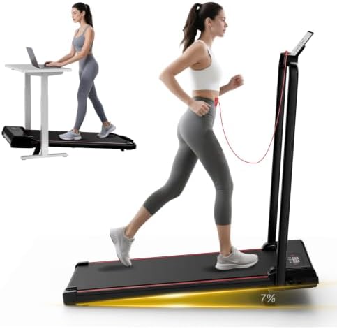 HomeFitnessCode Laufband Walking Pad Klappbar mit Neigung für Zuhause | Laufpad mit Steigung Treadmill 8KM 10KM Walkpad 130KG Gehband unter Schreibtisch Elektrisch Walking Band Lau