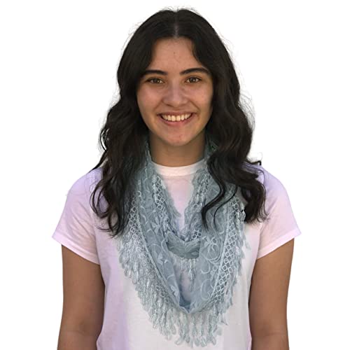 SILVERFEVER Infinity Loop Figure Eight Lace Scarf Vintage Fringe Spring Summer Wear3