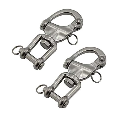 NRC&XRC Pair 5IN(128mm) Jaw Swivel Snap Shackle 316 Stainless Steel for Sailboat Spinnaker Halyard &Diving Cover