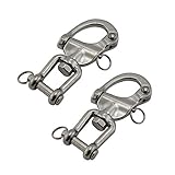 NRC&XRC Pair 5IN(128mm) Jaw Swivel Snap Shackle 316 Stainless Steel for Sailboat Spinnaker Halyard &Diving