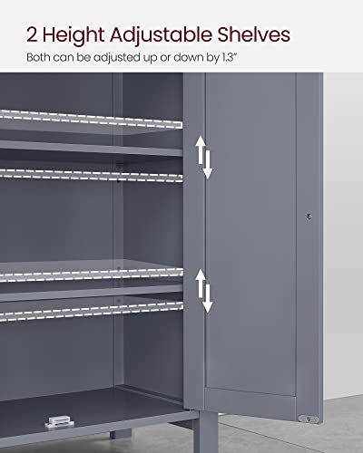 Image of VASAGLE Bathroom Floor Storage Cabinet, 2 Adjustable Shelves,Slate Gray | Bathroom Storage Unit, 11.8 inchD x 23.6 inchW x 31.5 inchH, HELAN Collection UBCB60GY