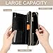 SEBNATAL Fashion Leather Wallet for Daily Use, Zipper Closure Long Purse, Adults Large Capacity Funny Sunglasses Cheetah Leopard Print Card Holder