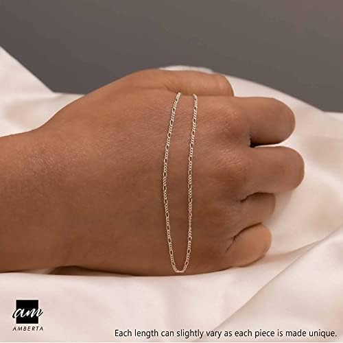 Amberta 925 Sterling Silver 1.5 mm Figaro Chain Necklace 14" 16" 18" 20" 22" 24" in