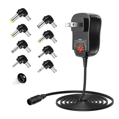 Belker 12W Universal 3V 4.5V 5V 6V 7.5V 9V 12V AC DC Adapter Power Supply for Household Electronics Mp3 Routers TV Boxes LCD Tablets CCTV IP Cameras Max. 1000mA [BB]