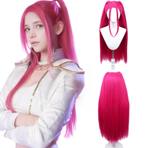 WTHCOS Long Hot Pink Wigs for Kids Cartoon Movie Halloween Cosplay Costume Animie Wig