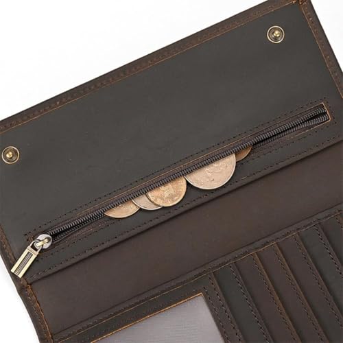 Genuine Leather Wallet for Men Long Trifold Biker Chain Wallet with RFID Blocking Anti Theft Design for Motorcycle Riding Daily Use or Gifts (Brown)4