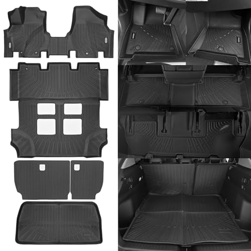 NQOQN Custom Fit Floor Mats for 2011-2017 Honda Odyssey All Weather TPE Floor Liners with Trunk Mat & Backrest Protectors Odorless Full Set Interior Accessories