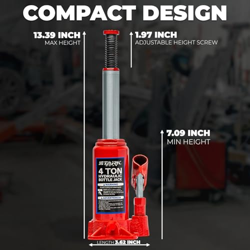 Image of XtremepowerUS Bottle Jack 4 Ton (8,800 LBs) Hydraulic Car Jack with Pump Handle, Fit Use for Cars Automotive Sedans, Red