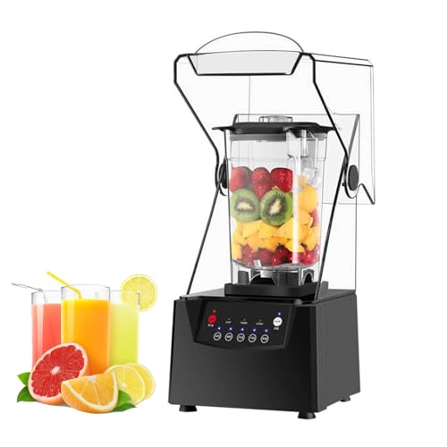 Licuadora Comercial para Batidos, batidora de Zumo de Frutas de 2 litros, trituradora de Hielo con Cuchilla de 17000 RPM con Carcasa de Sonido, 5 preajustes, máquina de cocción silenciosa Pared Rota